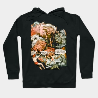 wolves hyenas against buffalo in the jungle retro vintage comic book Hoodie